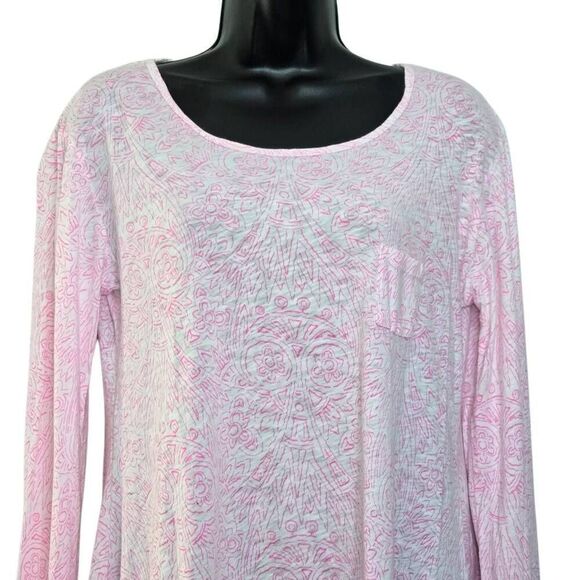 Fresh Produce Top Size Large Pink White Slub Tee Shirt - Picture 2 of 6